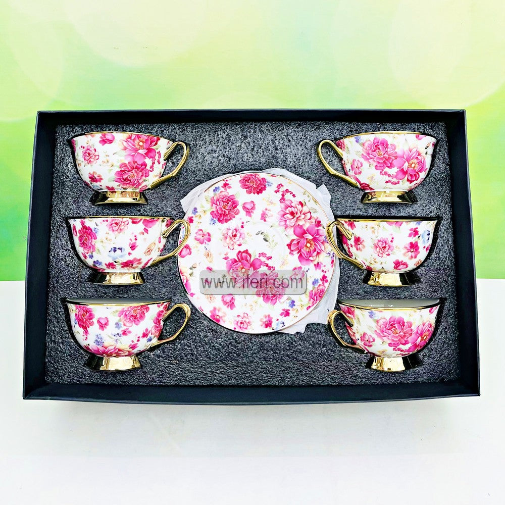 12 Pcs Golden Rim Ceramic Tea Cup & Saucer Set RY3391