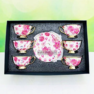 12 Pcs Golden Rim Ceramic Tea Cup & Saucer Set RY3391