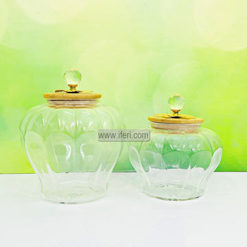 2 Pcs Glass Candy Box, Storage Box with Bamboo Lid RH0488