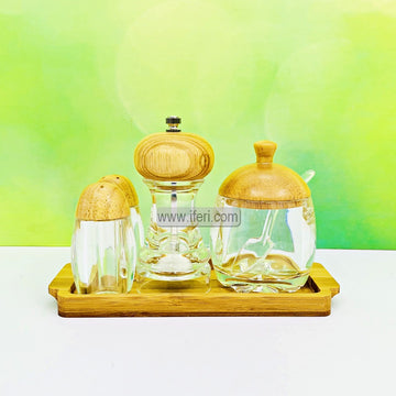 4 Pcs Acrylic Salt Pot, Salt Pepper Shaker & Pepper Grinder Set with Tray RH0493