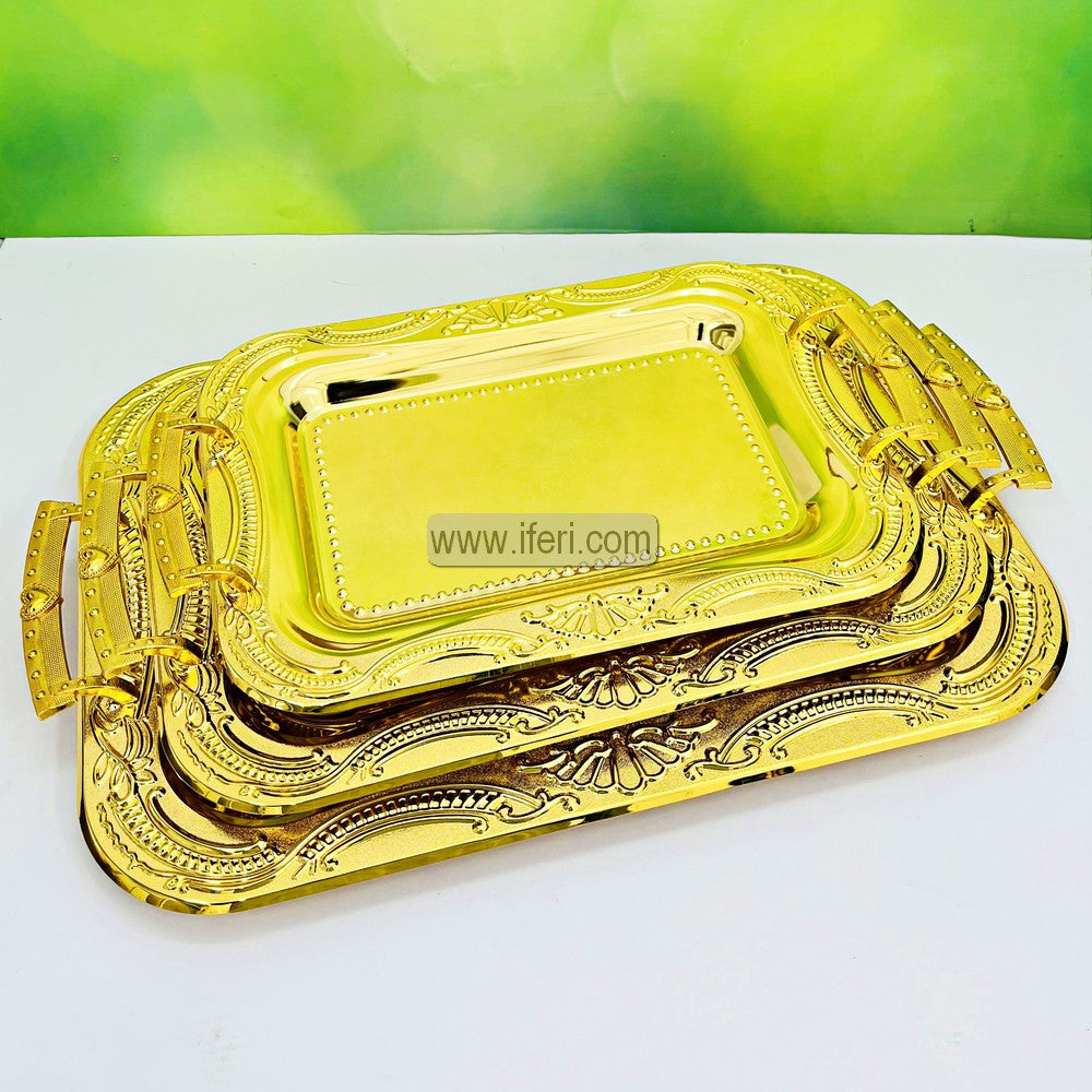 3 Pcs Exclusive Metal Serving Tray Set IQ121