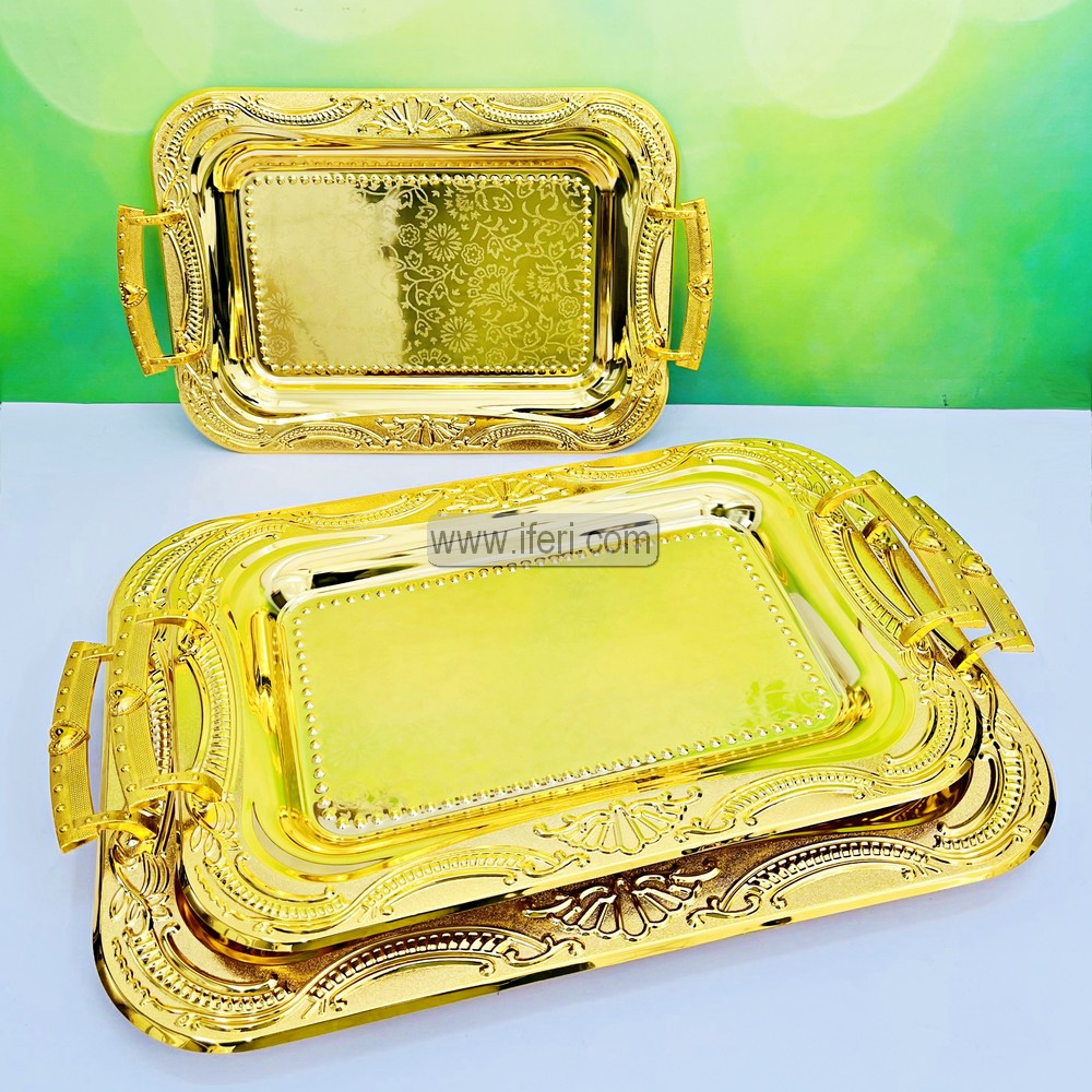 3 Pcs Exclusive Metal Serving Tray Set IQ121