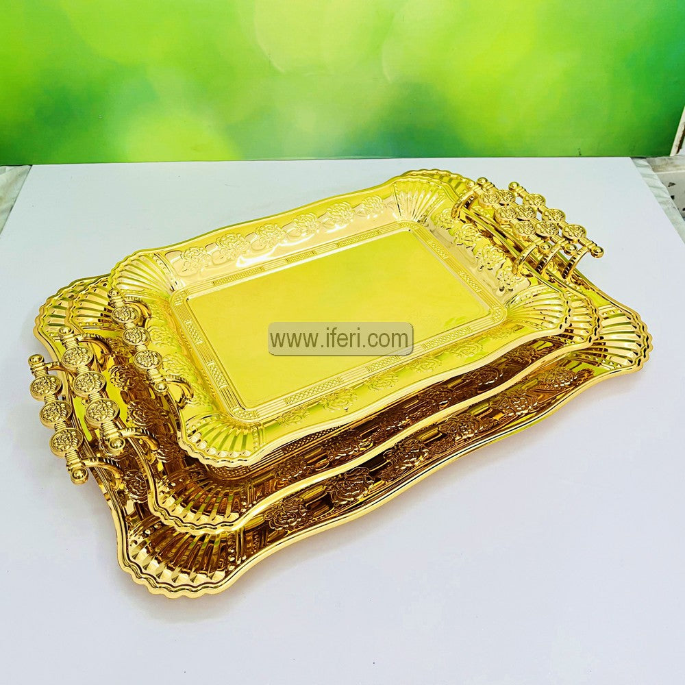 3 Pcs Exclusive Metal Serving Tray Set IQ122