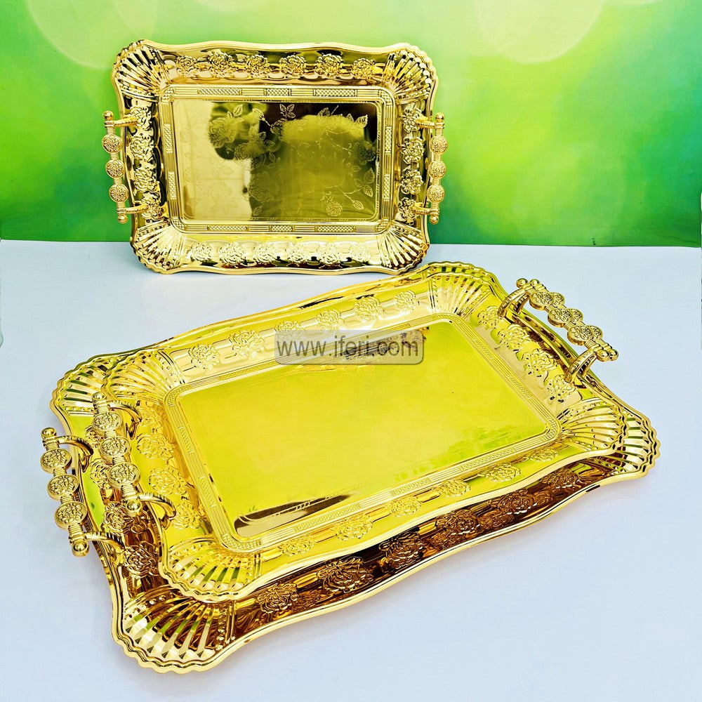 3 Pcs Exclusive Metal Serving Tray Set IQ122