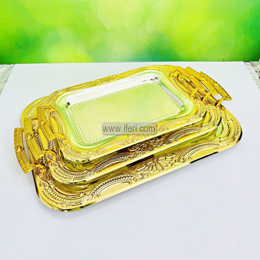3 Pcs Exclusive Metal Serving Tray Set IQ123