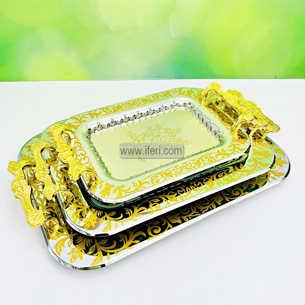 3 Pcs Exclusive Metal Serving Tray Set IQ125