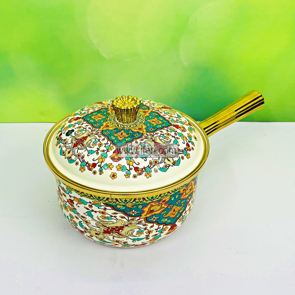 20cm Enamel Milk Pan with Lid TG10867