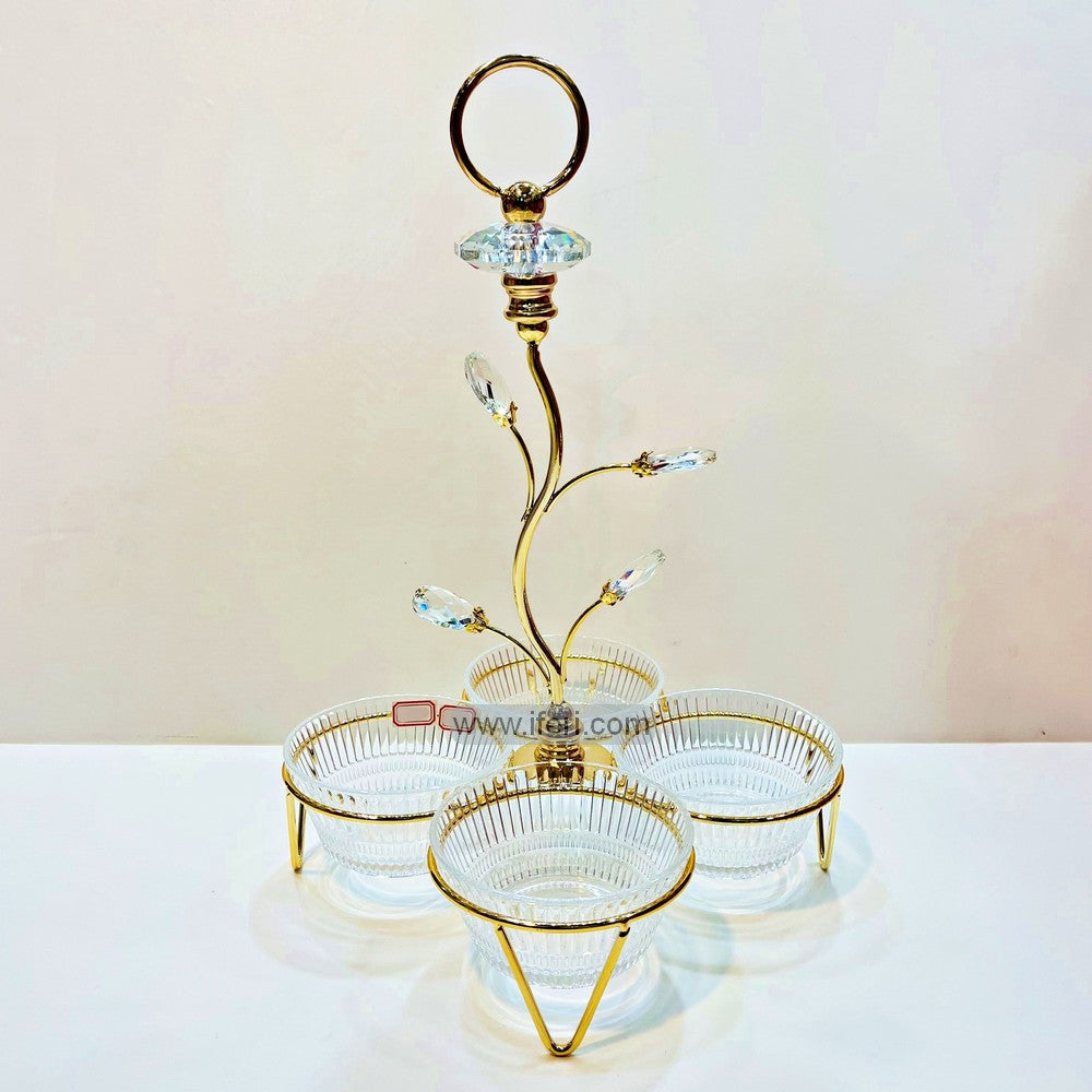 4 Pcs Glass Dried Fruit, Candy, Dessert Serving Bowl with Metal Stand RY2972
