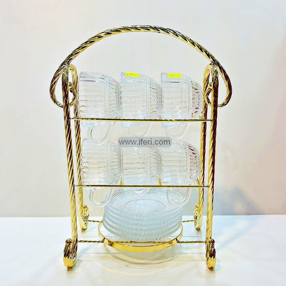 12 Pcs Glass Tea Cup & Saucer Set with Stand RY2973-1