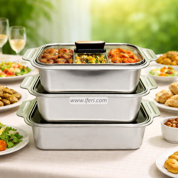 3 Pcs Stainless Steel Casserole Set with Lid BDK017