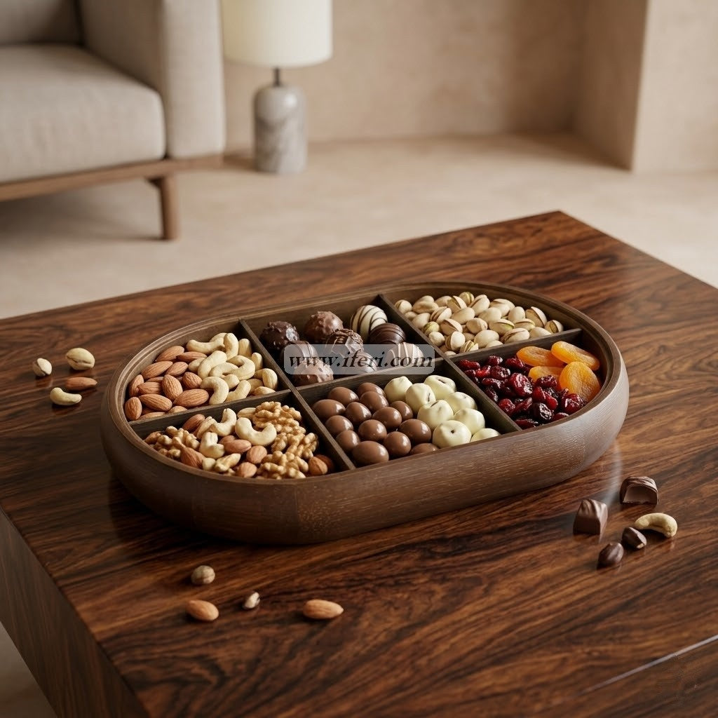 13 Inch Dried Fruit Snack Serving Tray Storage Box OMR1052