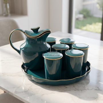 Ceramic Water Jug with 6 Glasses with Tray CGA0532