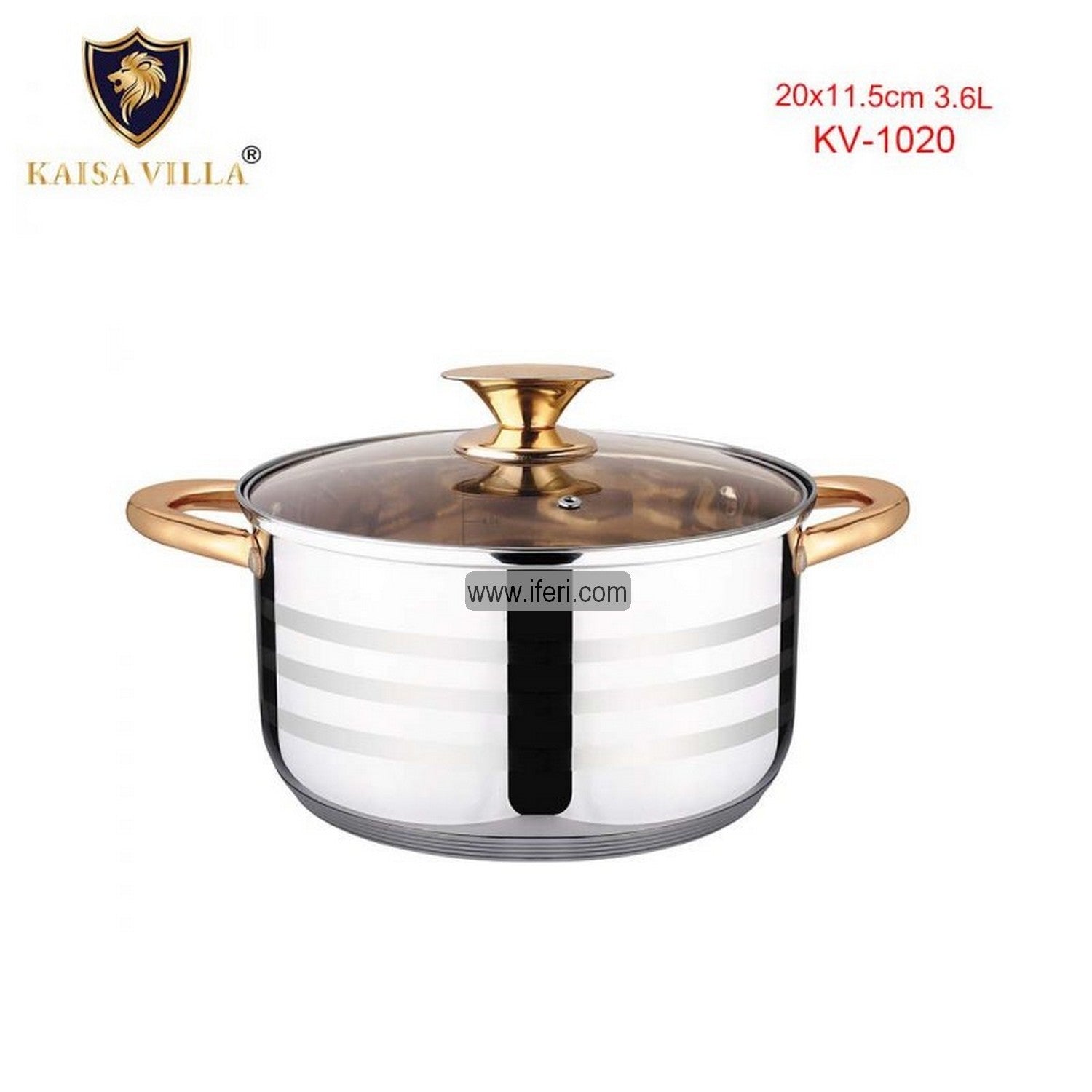 20cm Kaisa Villa Stainless Steel Cookware with Lid KV-1020