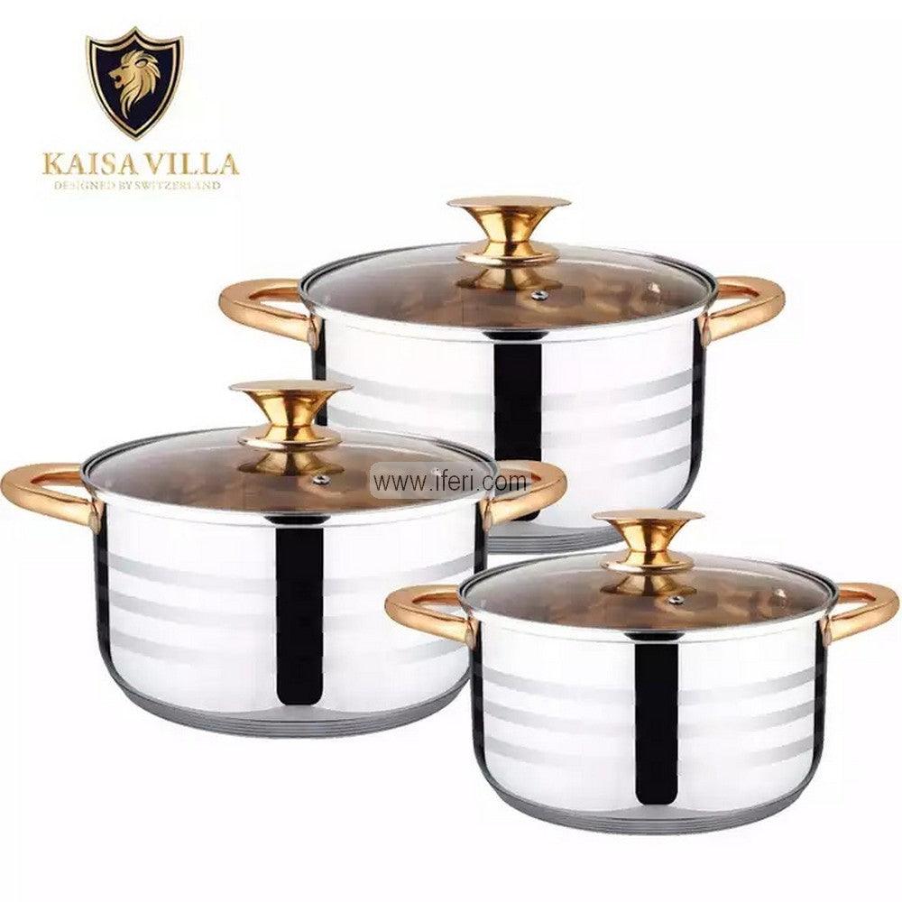 3 Pcs Stainless Steel Casserole Set with Lid KV-1044