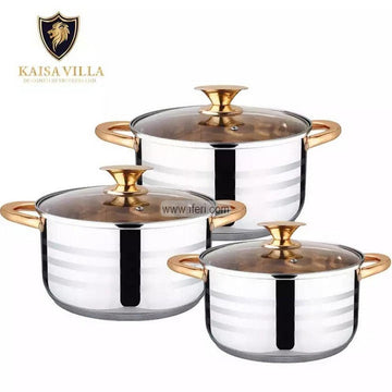 3 Pcs Stainless Steel Casserole Set with Lid KV-1044