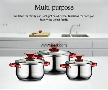 3 Pcs Stainless Steel Cookware Set with Lid KV-6607