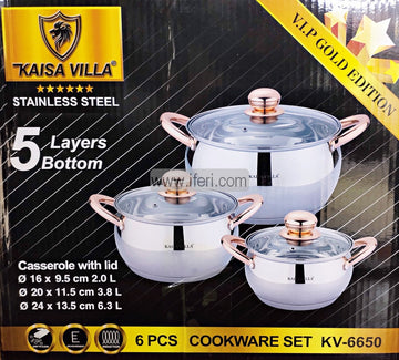 3 Pcs Kaisa Villa Stainless Steel Cookware Set with Lid KV-6650