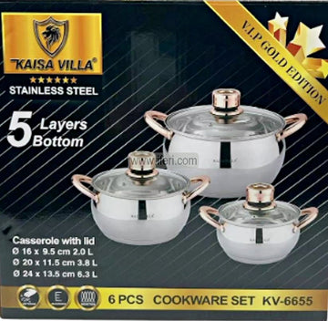 3 Pcs Kaisa Villa Stainless Steel Cookware Set with Lid KV-6655