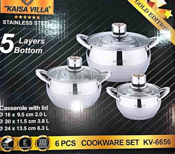 3 Pcs Kaisa Villa Stainless Steel Cookware Set with Lid KV-6656