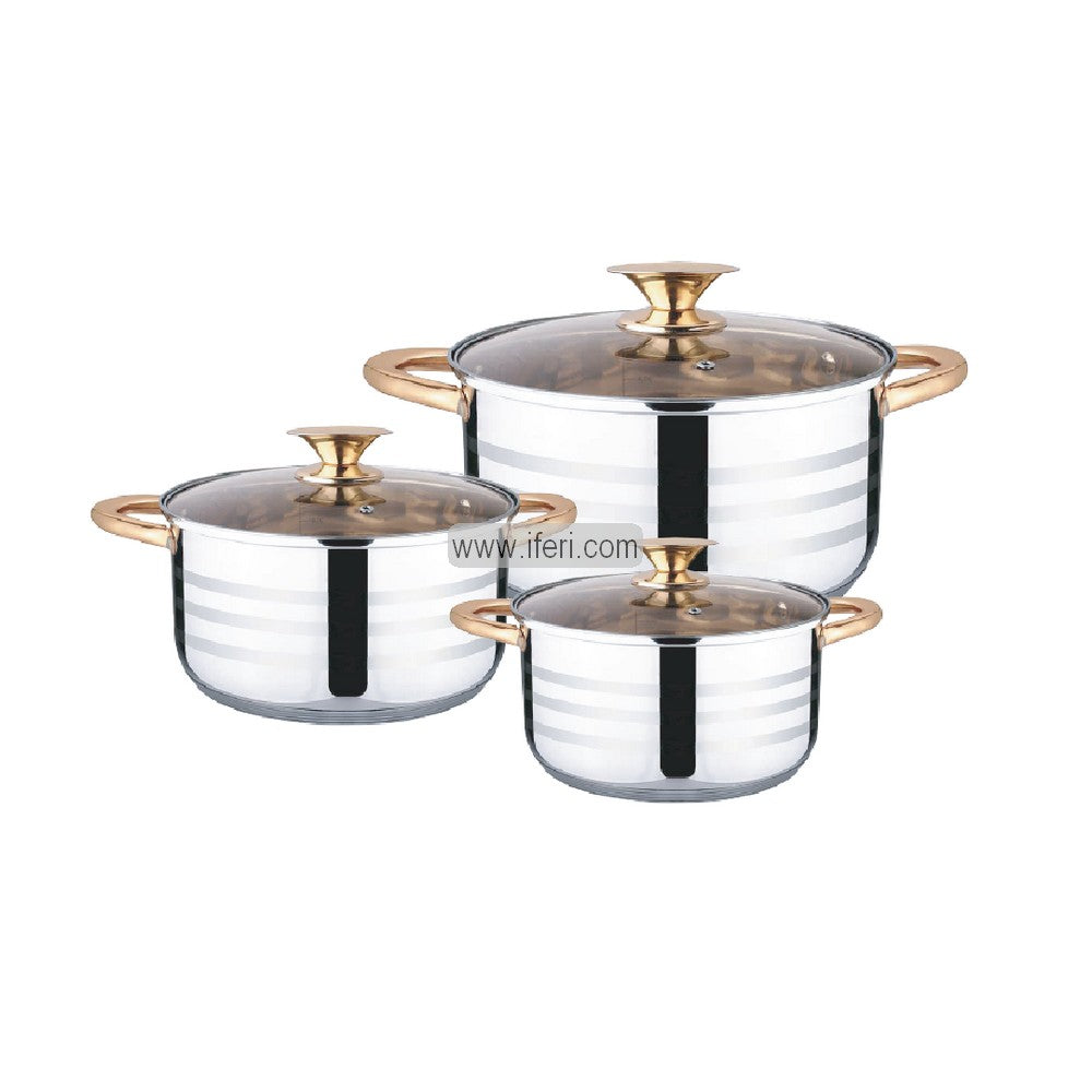 3 Pcs Stainless Steel Cookware Set with Lid KV1042