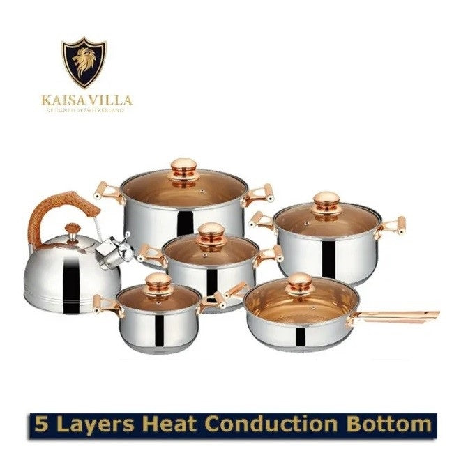 6 Pcs Kaisa Villa Stainless Steel Cookware Set with Lid KV-1003