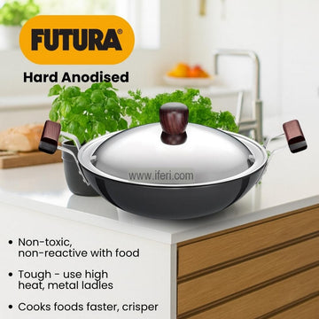 2.75 Liter Futura Hard Anodised Karai, Cookware with SS Lid SRC007