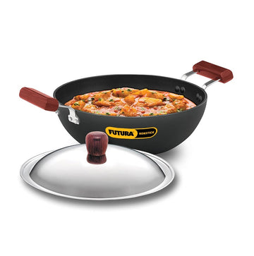 3.5 Liter Futura Hard Anodised Karai, Cookware with SS Lid SRC008