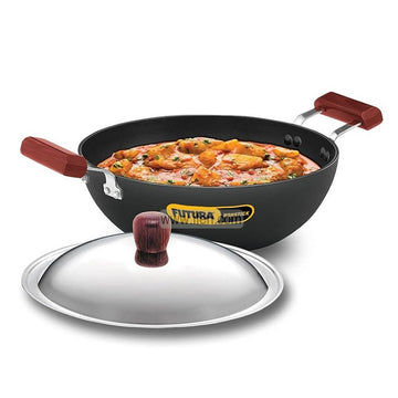 5 Liter Futura Hard Anodised Karai, Cookware with SS Lid SRC011