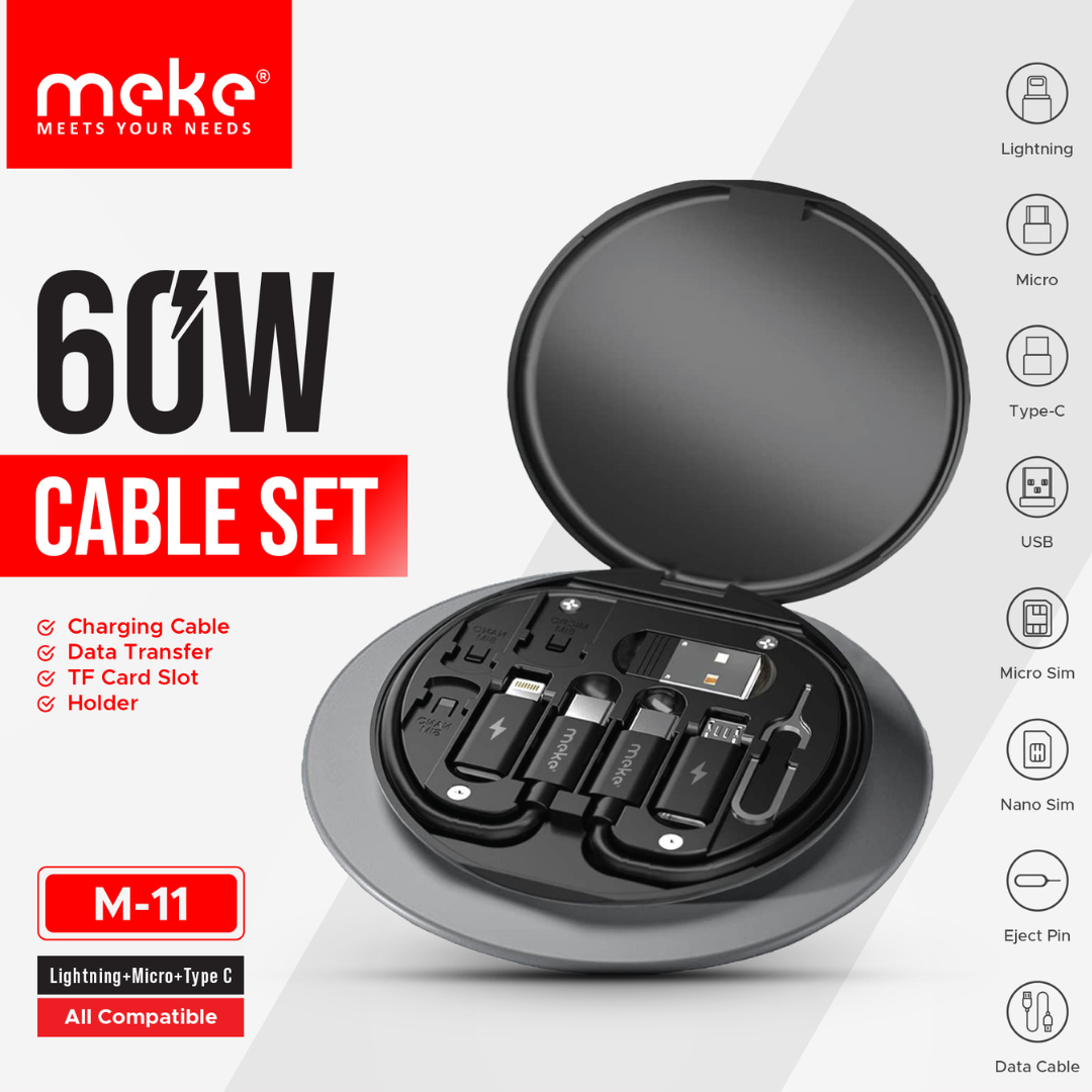 Meke 60W Multifunction Fast Charging Data Cable Set Box M11 GT1041