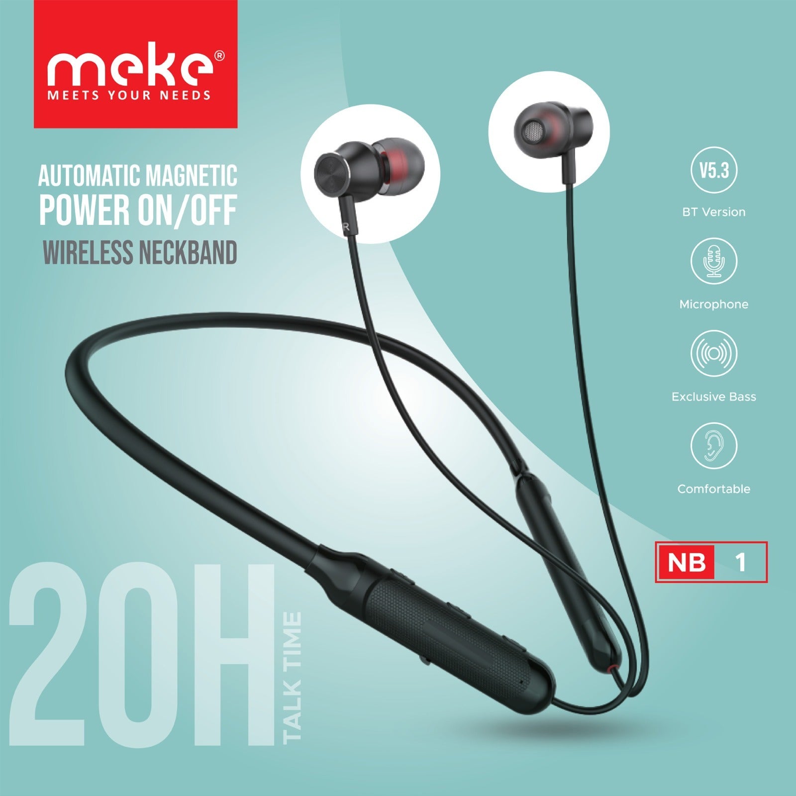Meke NB-1 Neckband Headset with Magnetic Attraction GT2023