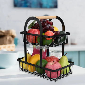 2 Tier Metal Fruit Basket, Multifunctional Storage Basket ALP1516