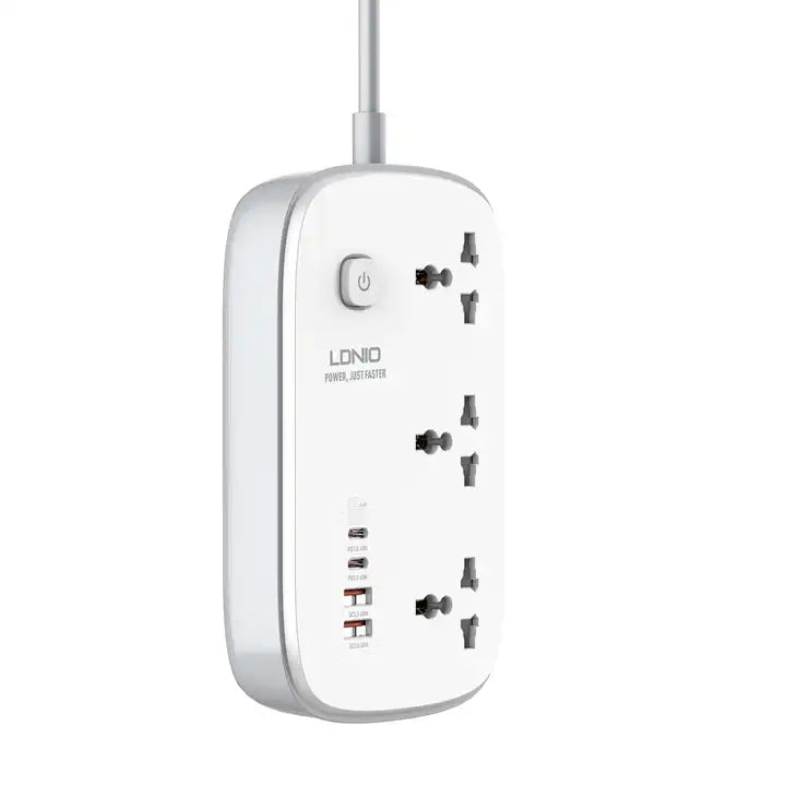 Ldnio SC3416 Power Strip 65W 3 Sockets With 4 Port Charger LDN1008