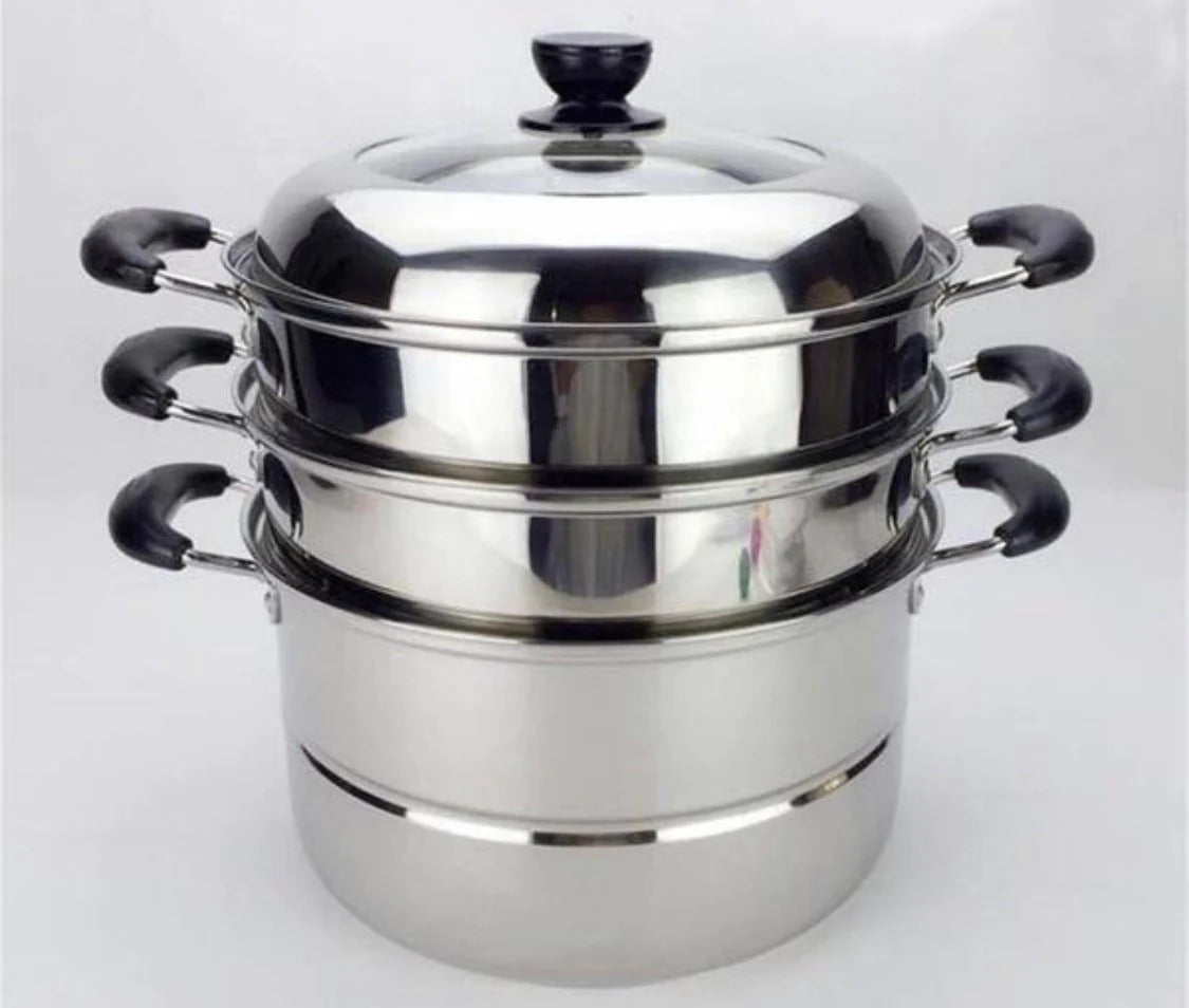 38cm 3 Tier Stainless Steel Food Steamer with Lid TB17893