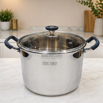 46cm Chic Chef Stainless Steel Deep Cookware Saucepan with Lid RY36706