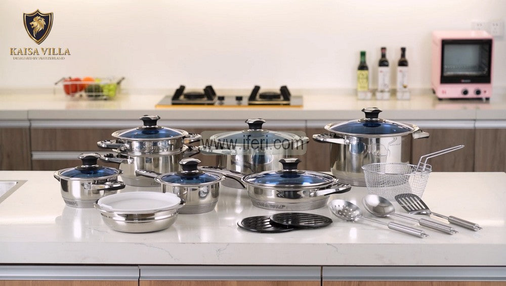 21 Pcs Kaisa Villa Stainless Steel Cookware Set with Lid KV-21G