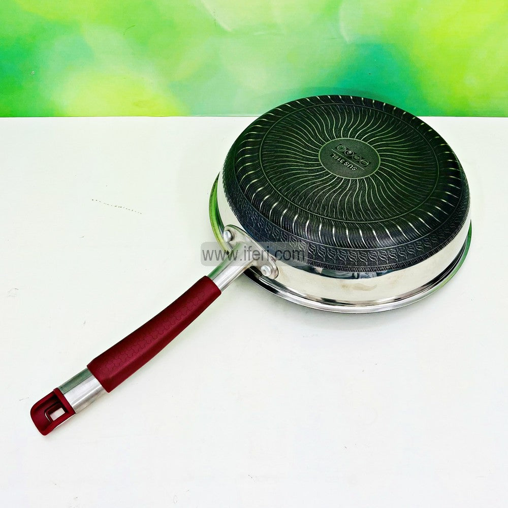 28cm Uncoated Honeycomb Design Stainless Steel Non-Stick Fry Pan DL6894