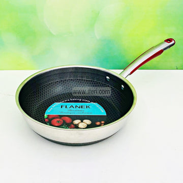 28cm Uncoated Honeycomb Design Stainless Steel Non-Stick Fry Pan DL6894