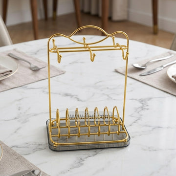 6 Hook Metal Cup & Saucer Holder Stand LB6260