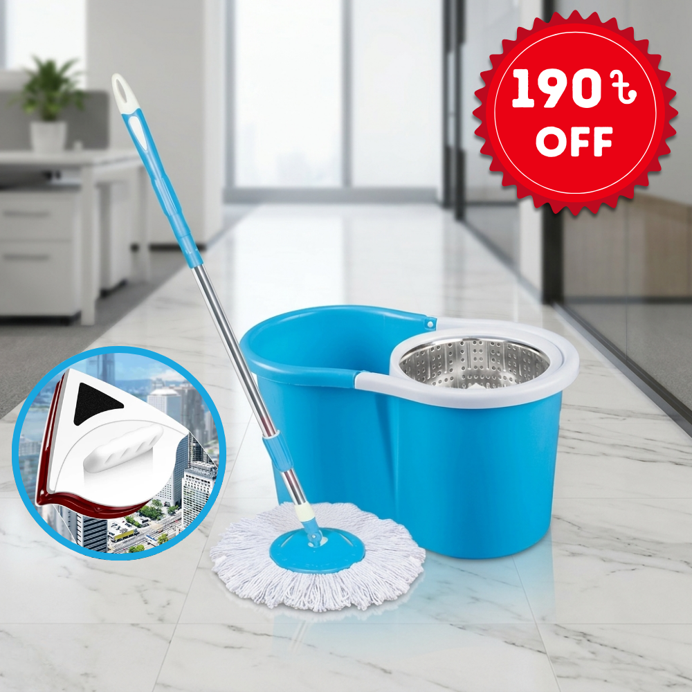 Cleaning Bundle- Spinning Mop with Bucket & Glass Cleaning Brush-Combo-10
