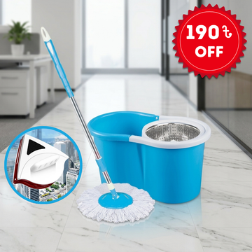 Cleaning Bundle- Spinning Mop with Bucket & Glass Cleaning Brush-Combo-10