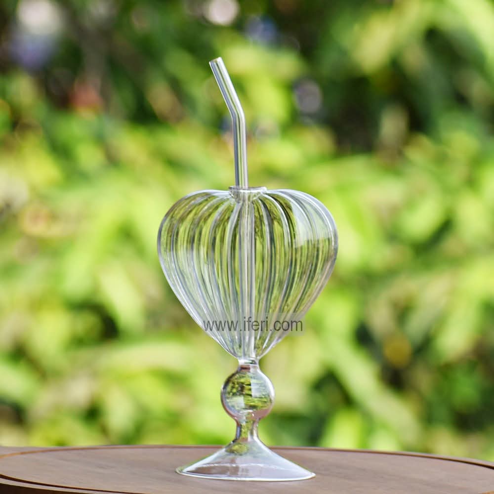 6.5 Inch Glass Juice Sipper Mug with Straw ALV0200