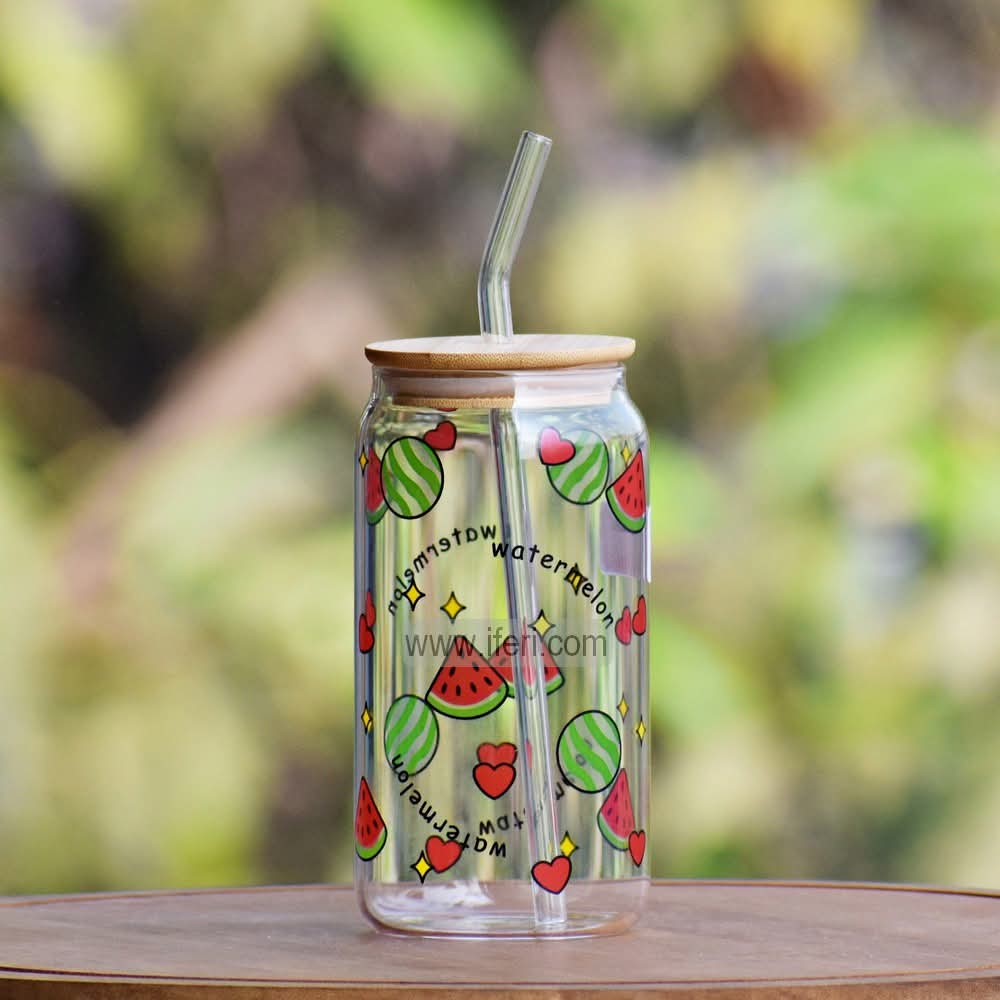 5.8 Inch Glass Juice Sipper Mug with Straw TB1581