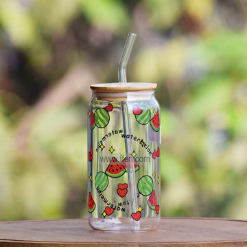 5.8 Inch Glass Juice Sipper Mug with Straw TB1581