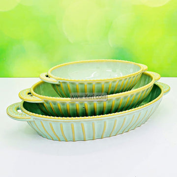 3 Pcs Oval Shaped Exclusive Ceramic Casserole Dish Set RY3358