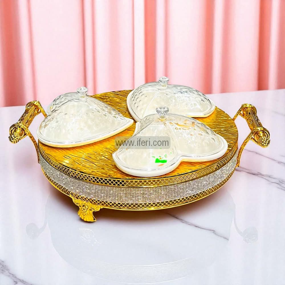 3 Part Ceramic & Metal Appetizer, Condiment Server Set GA8351