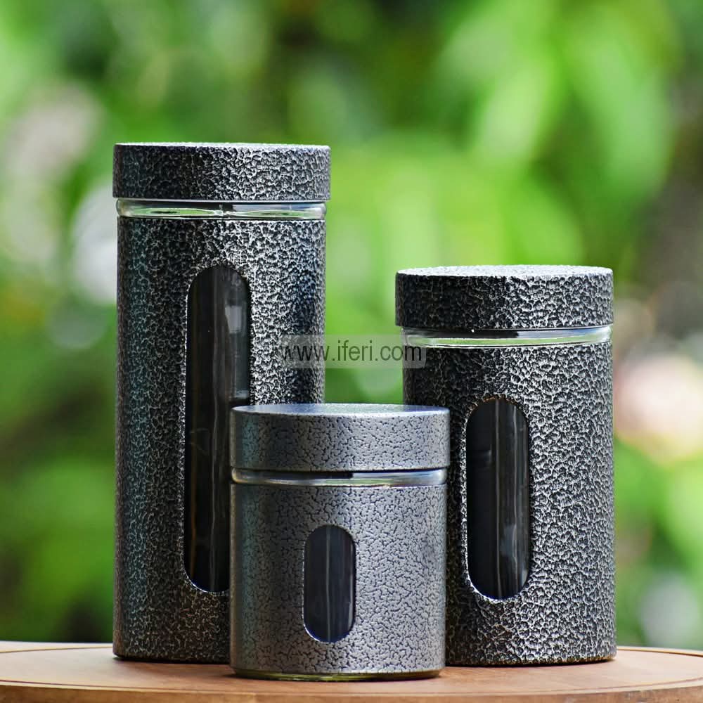 3 Pcs Airtight Glass Cookie Jar / Pickle Jar / Spice Jar ALP2250