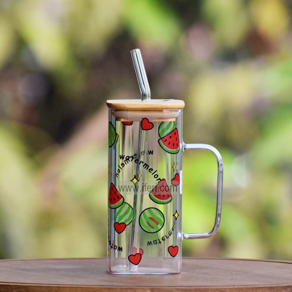 5.4 Inch Glass Juice Sipper Mug with Straw TB1587