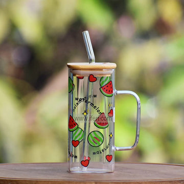 5.4 Inch Glass Juice Sipper Mug with Straw TB1587