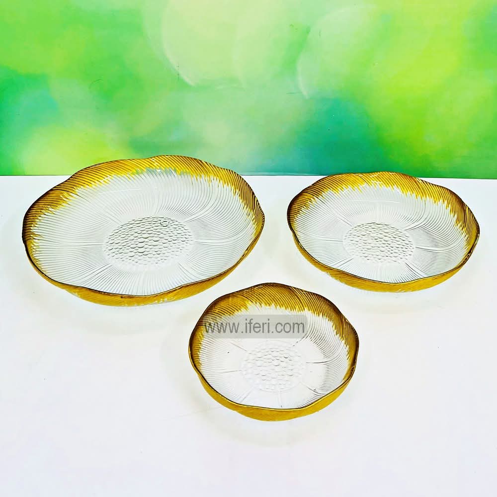 3 Pcs Golden Rim Glass Serving Bowl / Dish Set ALV0205