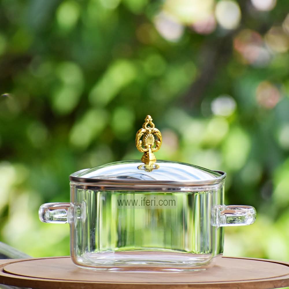 2.2 Liter Heat Resistant Borosilicate Glass Square Shaped Cooking Pot BS079